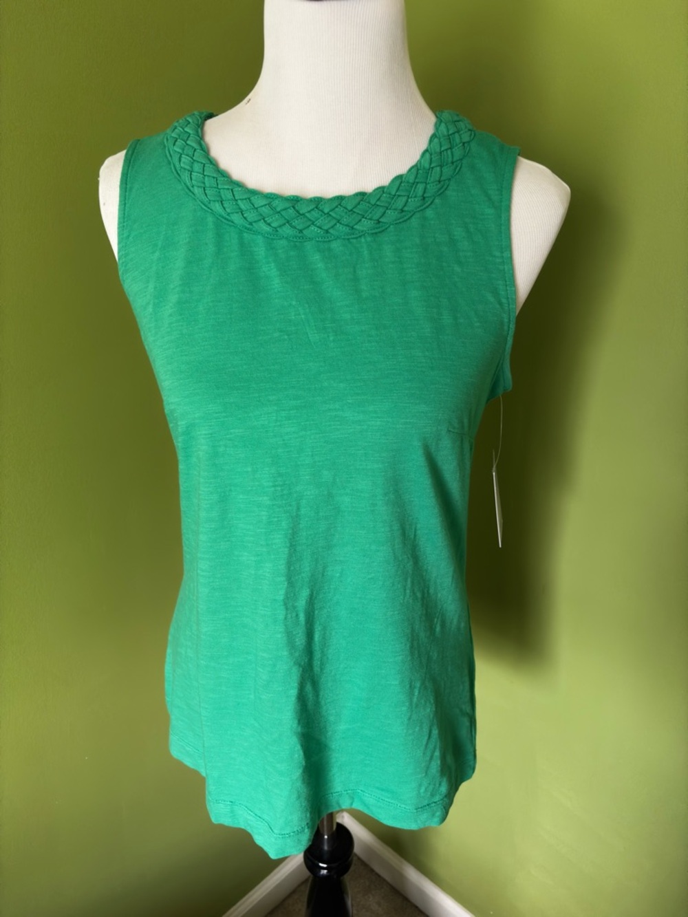 Croft & Barrow Sleeveless Braided Neck Tank Top - Green
